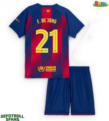 Barcelona Frenkie de Jong #21 Hemmaställ Barn 2025-26 Kortärmad (+ Korta byxor)